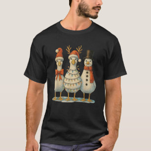 Fun Christmas Goose Santa Reindeer Snowman Goose S T-Shirt