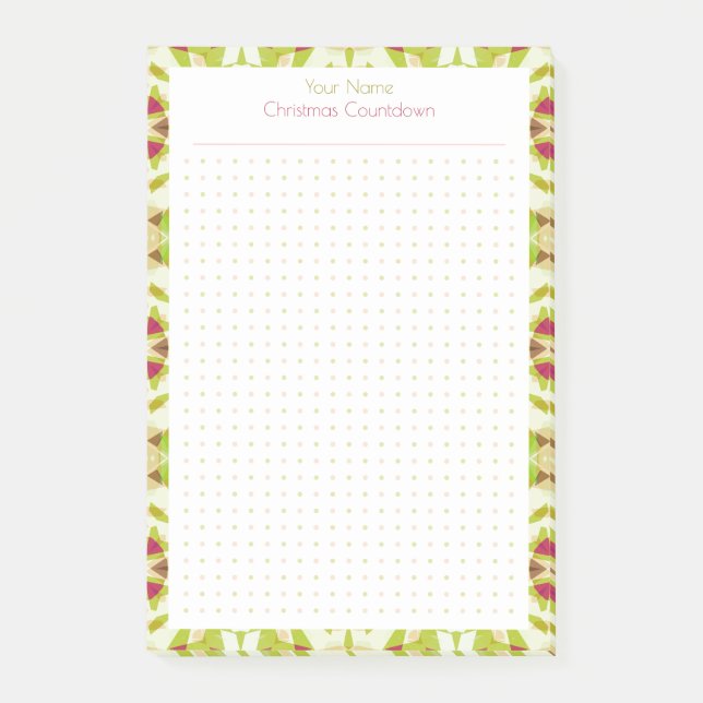 Fun Christmas Green Red Dot Grid Planner Organiser Post-it Notes (Front)