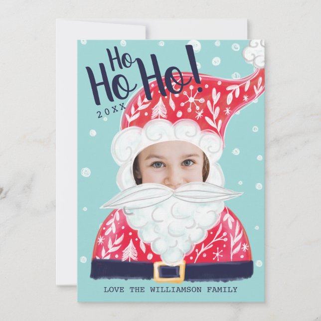 Fun Christmas Holiday Jolly Santa Claus Photo Card (Front)