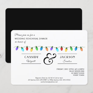 Fun Christmas Holiday Lights Rehearsal Dinner Invitation