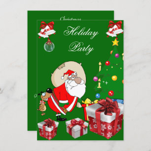 Fun Christmas Holiday Party Santa Dog Tree Invitation