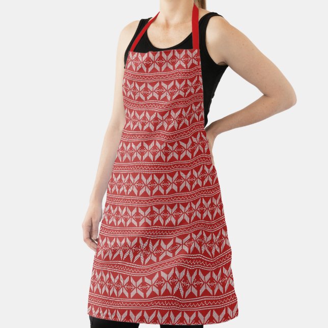 Fun Christmas Holiday Sweater Pattern Apron (Insitu)