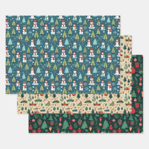 Fun Christmas Holiday Winter Cute Coordinating  Wrapping Paper Sheet