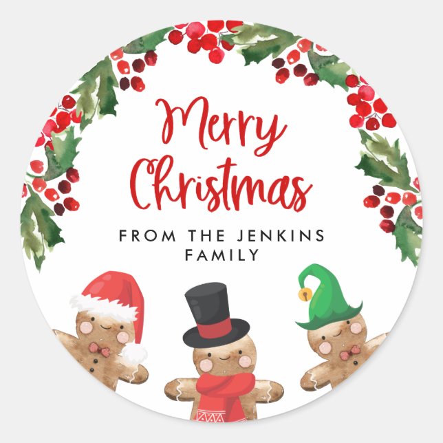 Fun Christmas Holly Sticker (Front)