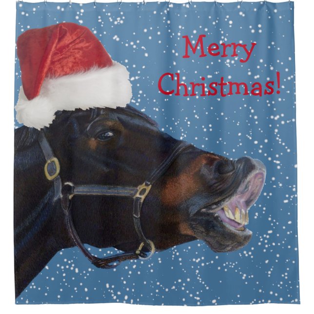 Fun Christmas Horse Shower Curtain (Front)
