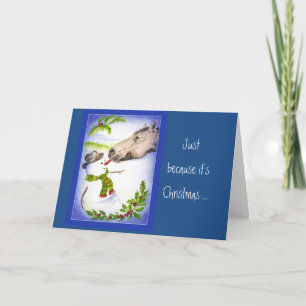 Fun Christmas Horse Snowman Eat your Vegetables Holiday Card