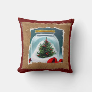 Fun Christmas in a jar collage decoration Cushion