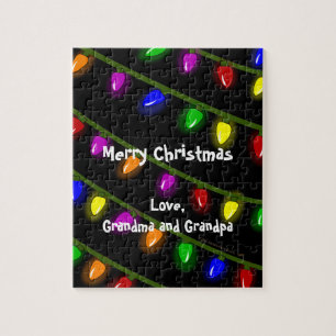 Fun Christmas Lights Custom Message Jigsaw Puzzle