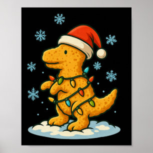 Fun Christmas Lights Wrapped On Dinosaur Chicken N Poster