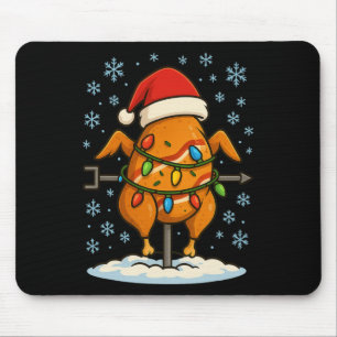 Fun Christmas Lights Wrapped Rotisserie Chicken Fo Mouse Mat