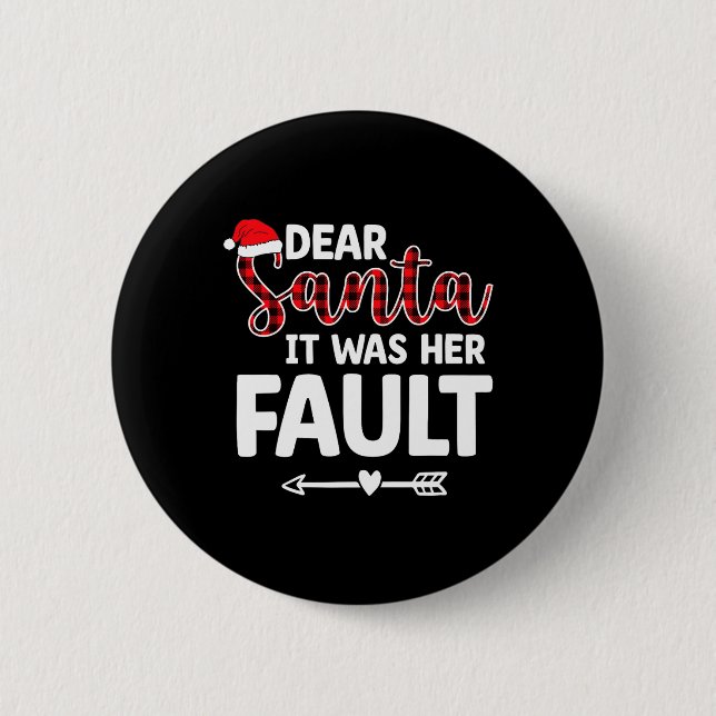 Fun Christmas Matching Couples His Hers Pyjamas  6 Cm Round Badge (Front)