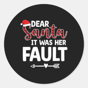 Fun Christmas Matching Couples His Hers Pyjamas Classic Round Sticker