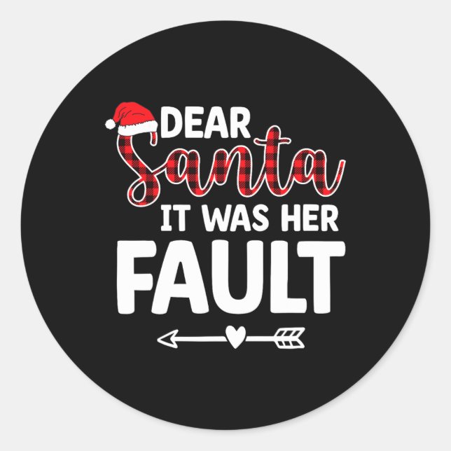 Fun Christmas Matching Couples His Hers Pyjamas  Classic Round Sticker (Front)