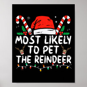 Fun Christmas Most Likely To Pet The Reindeer Poster