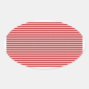 Fun Christmas Nautical Red White Stripes Pattern Oval Sticker
