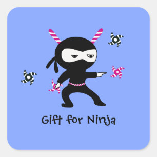 Fun Christmas Ninja Design with Candy Cane Swords Square Sticker