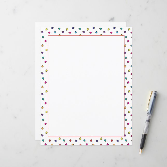 Fun Christmas Ornaments Illustration Stationery (Front/Back In Situ)