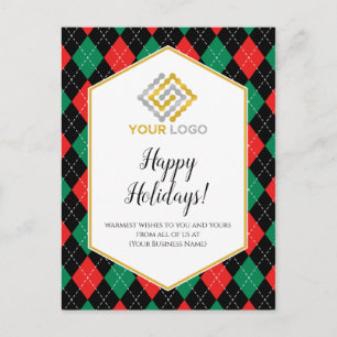 Fun Christmas Pattern Logo Business Postcard