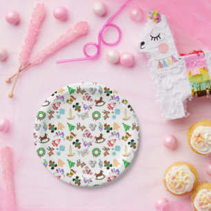 Fun Christmas Pattern Paper Plate