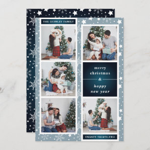 Fun Christmas Photo Collage   Snowflake Holiday Card