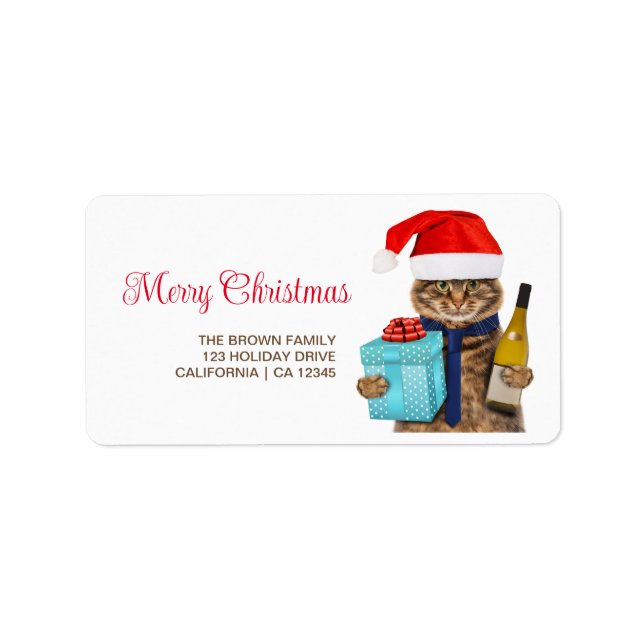 Fun Christmas Photo Modern Minimal Return Address  Label (Front)