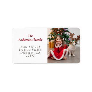 Fun Christmas Photo Modern Minimal Return Address  Label