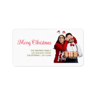 Fun Christmas Photo Modern Minimal Return Address Label