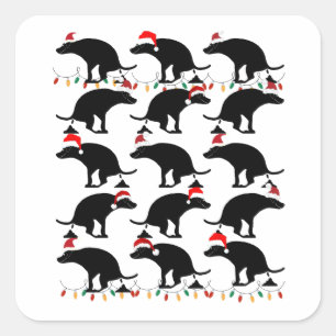 Fun Christmas Pooping Dogs Gag Square Sticker