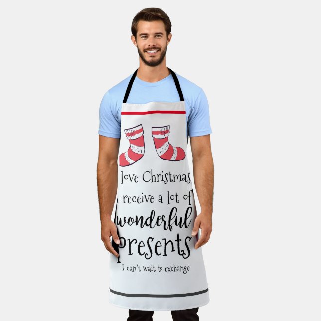 Fun Christmas Present Joke Apron (Worn)