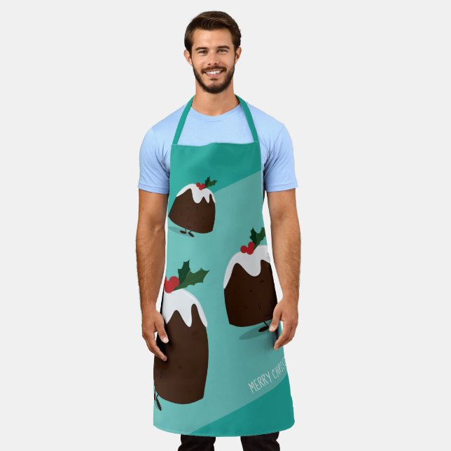 Fun Christmas Pudding Food Christmas Apron (Worn)