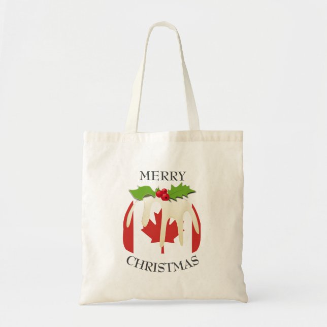 Fun | Christmas Pudding with | CANADIAN FLAG Tote Bag (Front)