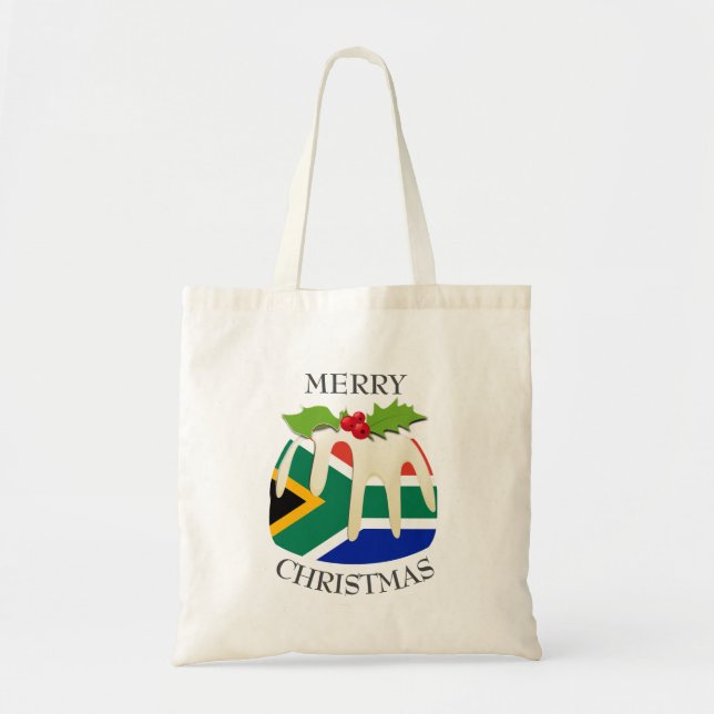 Fun | Christmas Pudding with | SOUTH AFRICA FLAG Tote Bag (Front)