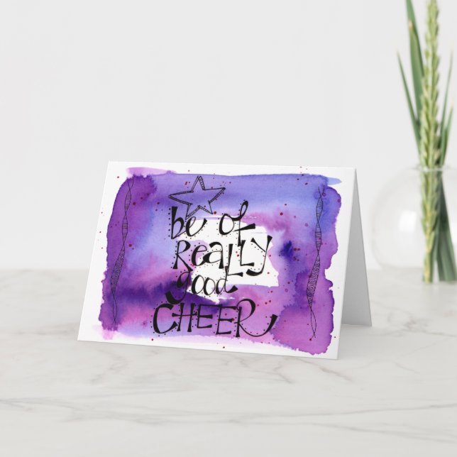 Fun Christmas Quote Watercolor Lettering Holiday Card (Front)