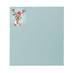 Fun Christmas Reindeer Santa Animal Art Notepad