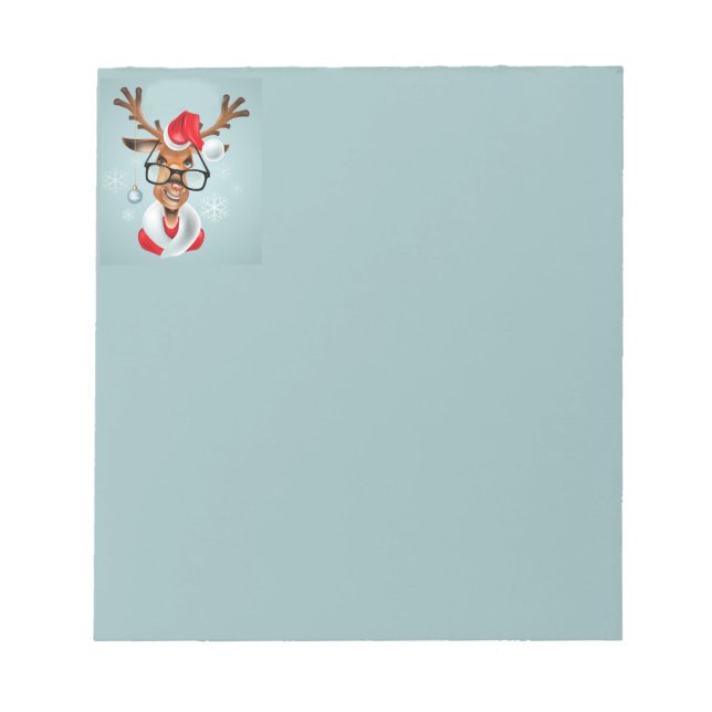 Fun Christmas Reindeer Santa Animal Art   Notepad (Front)