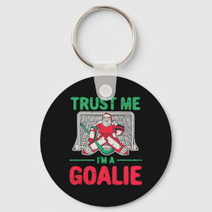 Fun Christmas Santa Ice Hockey Goaltender Goalie  Key Ring