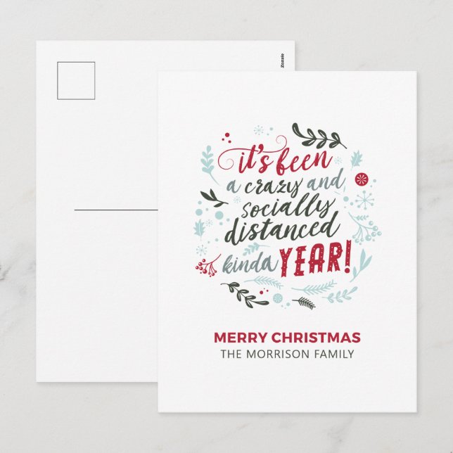 Fun Christmas Script Holiday Postcard (Front/Back)