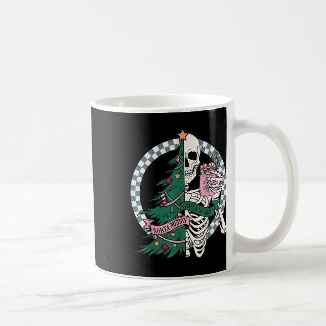 Fun Christmas Sorta Merry Sorta Scary Skeleton Xma Coffee Mug (Right)