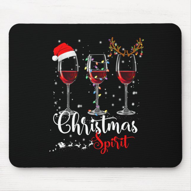 Fun Christmas Spirits Glasses Of Wine Xmas Holiday Mouse Mat (Front)