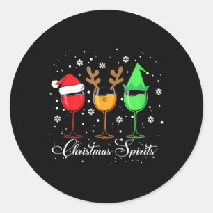 Fun Christmas Spirits Gles Of Wine Xmas Holidays P Classic Round Sticker