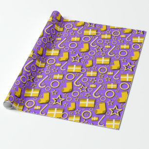 Fun Christmas Stuff on Purple Wrapping Paper