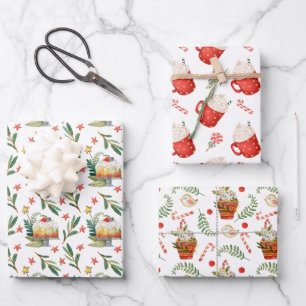 Fun Christmas Sweets Food Pattern Assortment Wrapping Paper Sheet