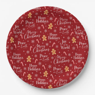 Fun Christmas Text with Cute Graphics Paper Plate