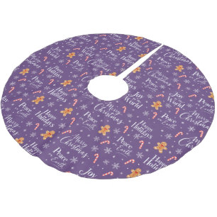 Fun Christmas Titles with Gingerbread Men Brushed Polyester Tree Skirt