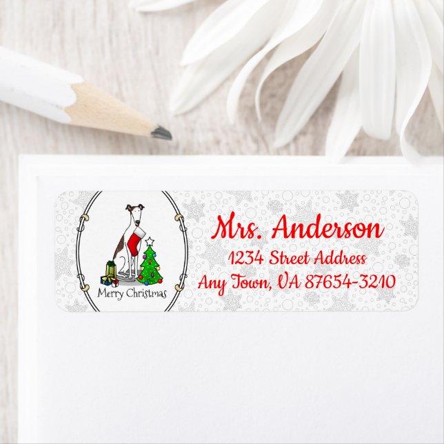 Fun Christmas Tree 2 Greyhound Dog (brindle white) (Insitu)