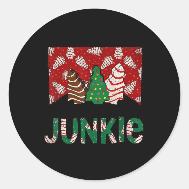 Fun Christmas Tree Cake Junkie Tis The Season West Classic Round Sticker (Front)