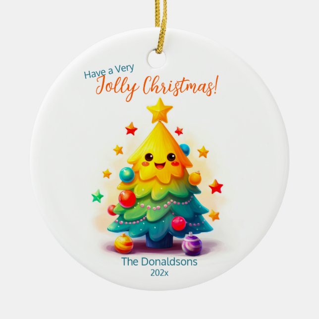 Fun Christmas Tree Ceramic Tree Decoration (Front)