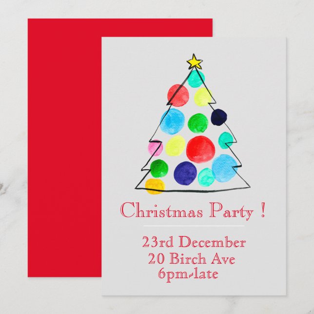 Fun Christmas tree Christmas party invitation (Front/Back)