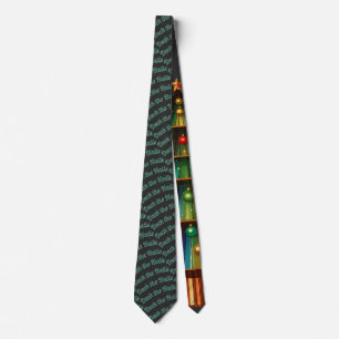 Fun Christmas Tree Holiday Deck The Halls  Tie