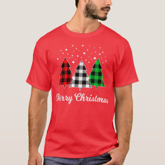 Fun Christmas Tree Plaid Christmas Tree Merry Chri T-Shirt